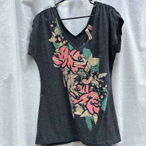 Eyeshadow Gray Embellished Women's Blouse XL